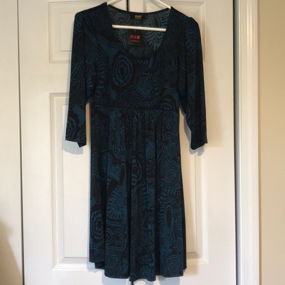 NEW R&B Collection Small Blue Black 3/4 Dress!!!